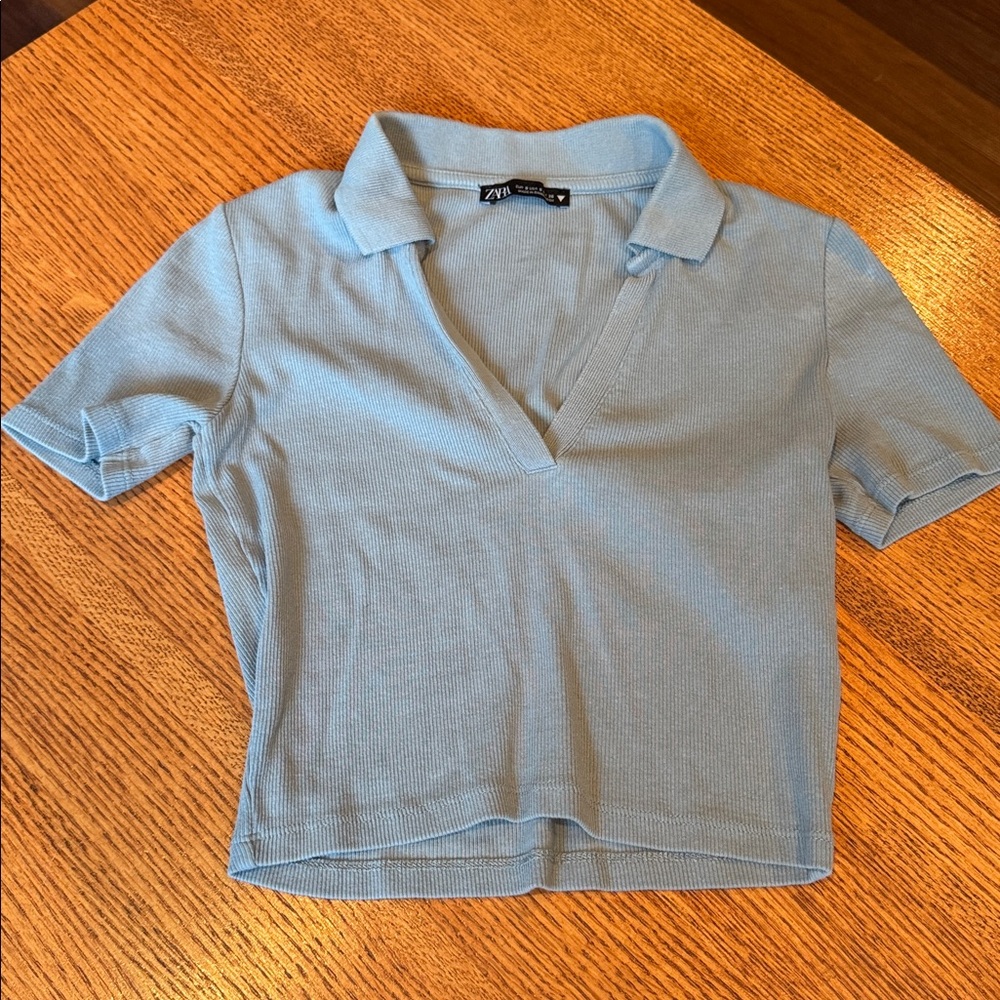 Zara Sky Blue Polo Shirt